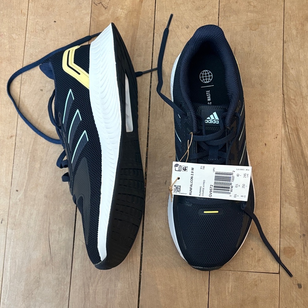 Adidas Navy and Yellow Running Shoes